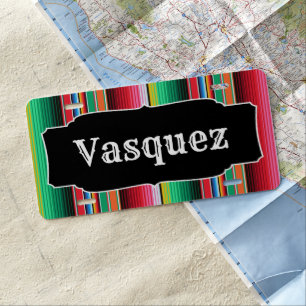 Custom Spanish Serape Mexican Blanket Personalized License Plate