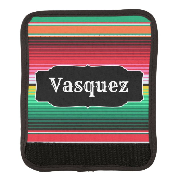 Custom Spanish Serape Mexican Blanket Personalized Luggage Handle Wrap (Front)