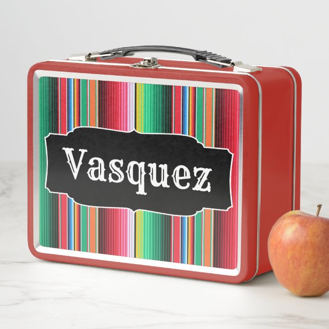 Custom Spanish Serape Mexican Blanket Personalized Metal Lunch Box (In Situ)