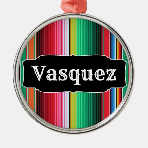 Custom Spanish Serape Mexican Blanket Personalized Metal Ornament