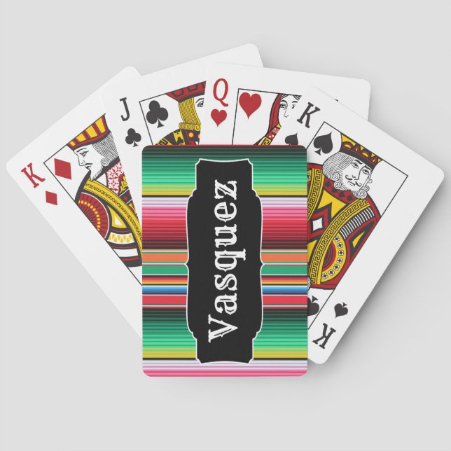 Custom Spanish Serape Mexican Blanket Personalized Poker Cards (Back)