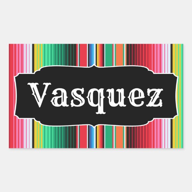 Custom Spanish Serape Mexican Blanket Personalized Rectangular Sticker (Front)