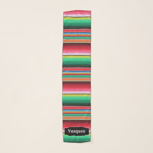 Custom Spanish Serape Mexican Blanket Personalized Scarf (Front)
