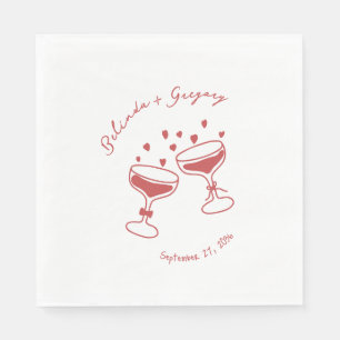 Custom Sparkling Cocktail Cheers Doodles Wedding Napkins