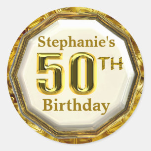 Custom Sparkling Gold 50th Birthday Stickers