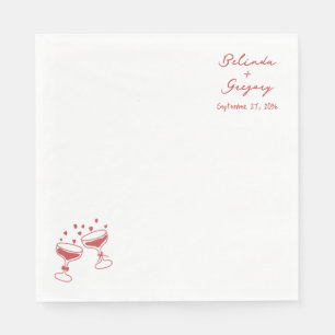 Custom Sparkling Wine Tower Doodles Wedding Napkins