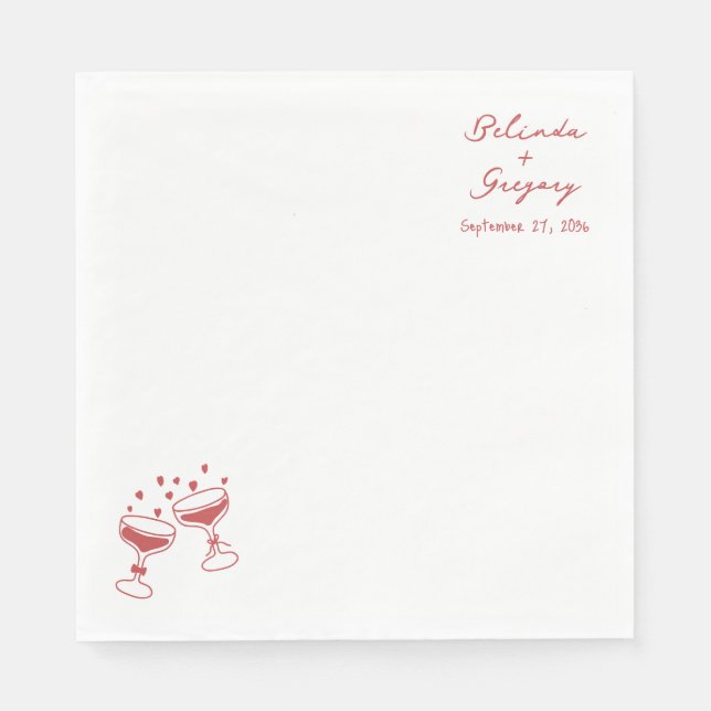Custom Sparkling Wine Tower Doodles Wedding Napkins (Front)