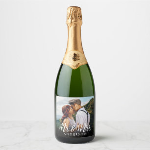 Custom Sparkling Wine Wedding Photo Sparkling Wine Label