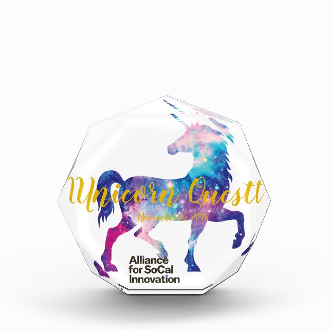 Custom Sparkly Magical Unicorn Option B Acrylic Award (Front)