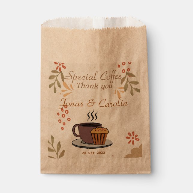Custom Special Coffee Thank you Rustig Wedding  Favor Bag (Front)