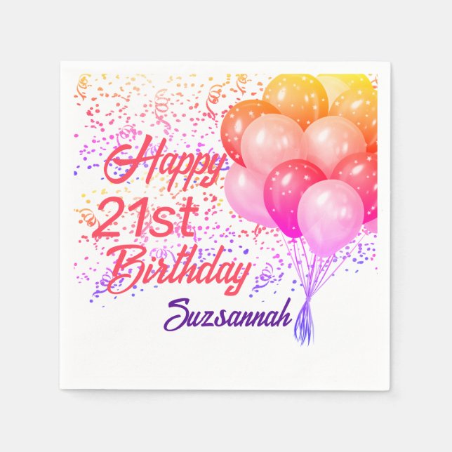 Custom Special Occasion Confetti with Balloons  Napkins (Front)