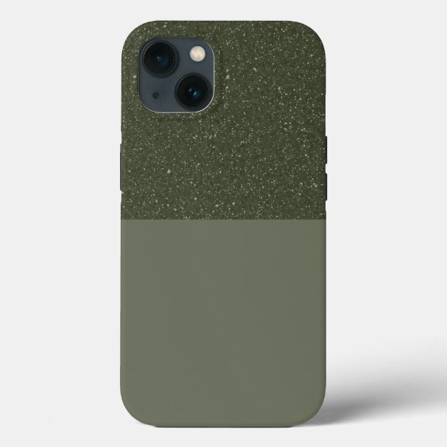 Custom Speckled Moss Green iPhone 13 Case (Back)