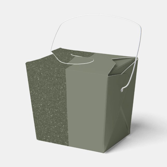 Custom Speckled Moss Green Takeout Favor Box (Front Side)