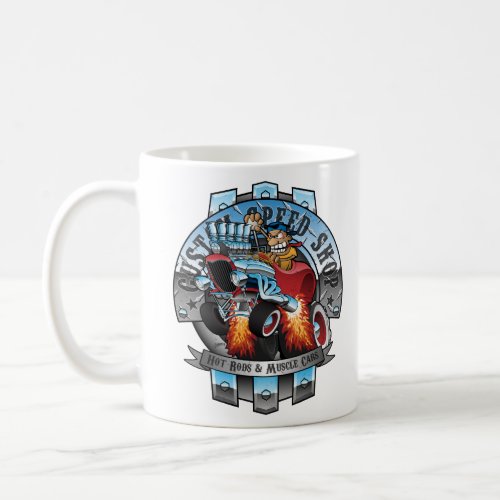 Custom Speed Shop Hot Rods and Muscle Cars Illustr Coffee Mug