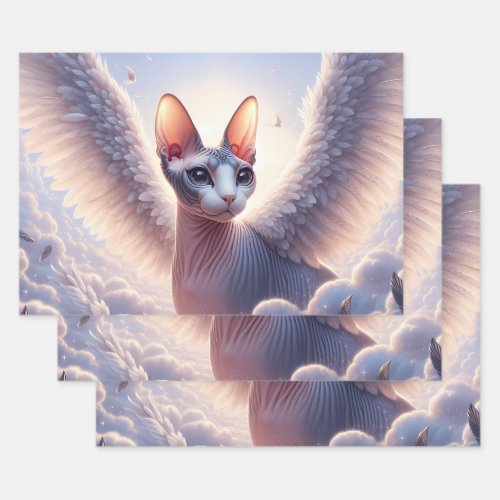 Custom Sphynx Cat Angel Art Gift  Wrapping Paper Sheets