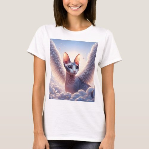 Custom Sphynx Cat Angel Art Remembrance Womens T_Shirt