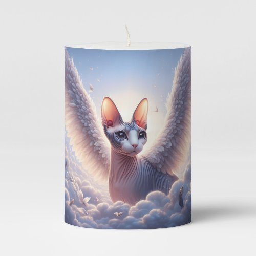 Custom Sphynx Cat Angel Sympathy Pet Loss Gift Pillar Candle