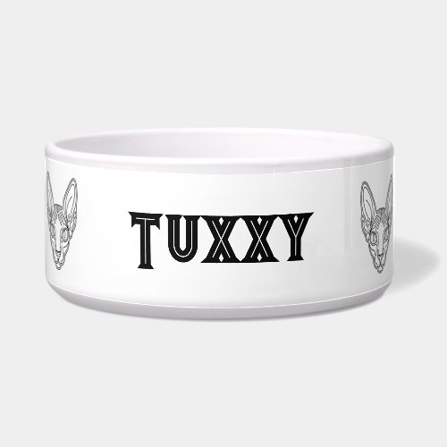 Custom Sphynx Cat Name Bowl