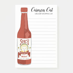 CUSTOM Spicy Hot Sauce Grocery Shopping List Post-it Notes