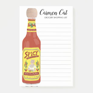 CUSTOM Spicy Hot Sauce Grocery Shopping List Post-it Notes