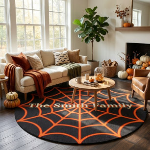 Custom Spiderweb Round gothic Halloween Living Outdoor Rug