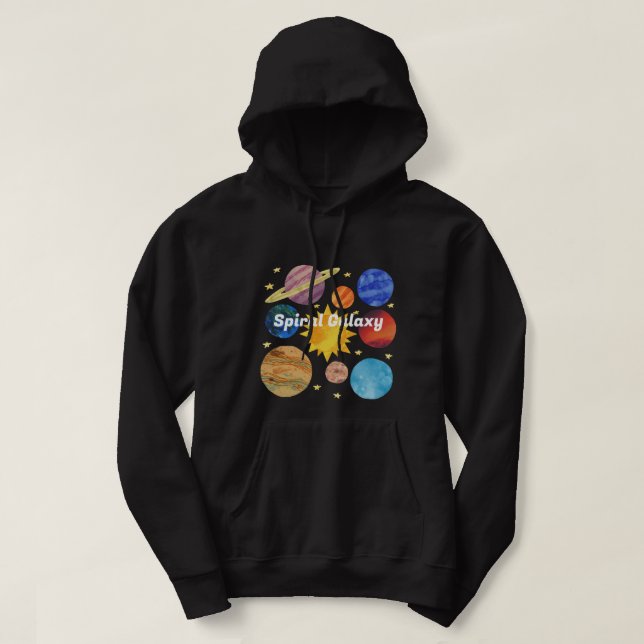 Custom Spiral galaxy Edge Modern black universe Hoodie (Design Front)