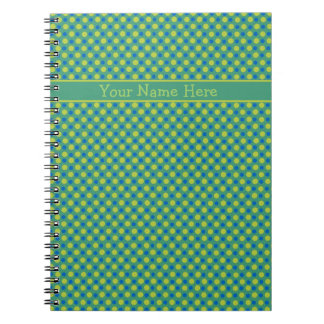 Custom Spiral Notebook, Blue and Green Polka Dots Notebook