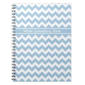 Custom Spiral Notebook, Blue and White Chevrons Notebook