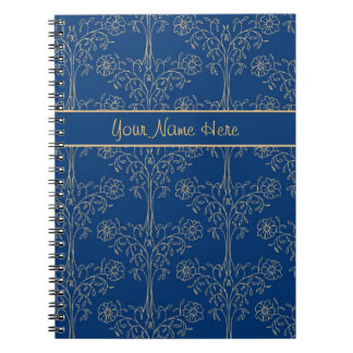 Custom Spiral Notebook, Blue, Gold-effect Pattern Notebook