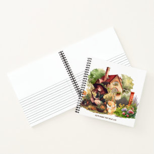 Custom Spiral Notebook Cute Witch And Fox