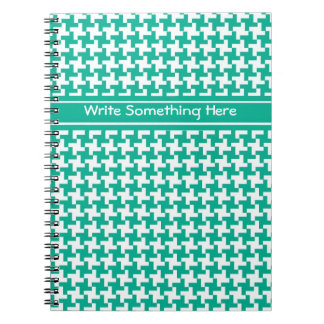 Custom Spiral Notebook, Emerald Dogtooth Check Notebook