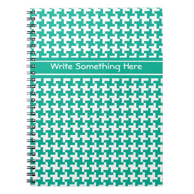 Custom Spiral Notebook, Emerald Dogtooth Check Notebook (Front)