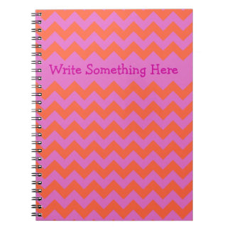 Custom Spiral Notebook Magenta and Orange Chevrons
