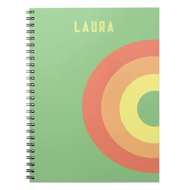 custom Spiral Notebook target rainbow pink, peach (Front)