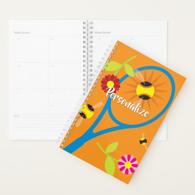 Custom spiral planner with tennis racket design (Display)