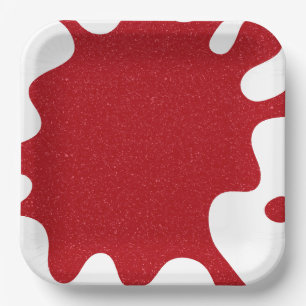 Custom Splash Tomato Red Square Paper Plate