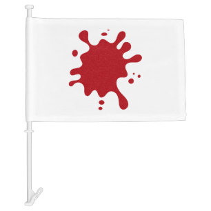 Custom Splatter Car Flag in Tomato Red & White