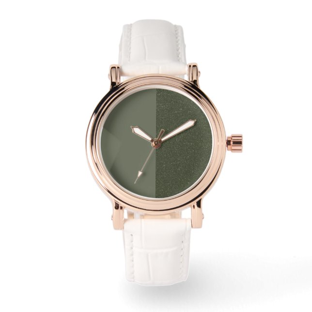 Custom Split Moss Green Rose-Gold eWatch Watch (Front)