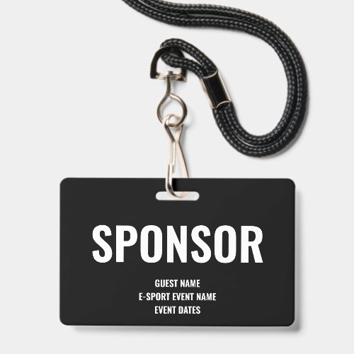 Custom Sponsor Access Minimalist E-Sport Black Badge