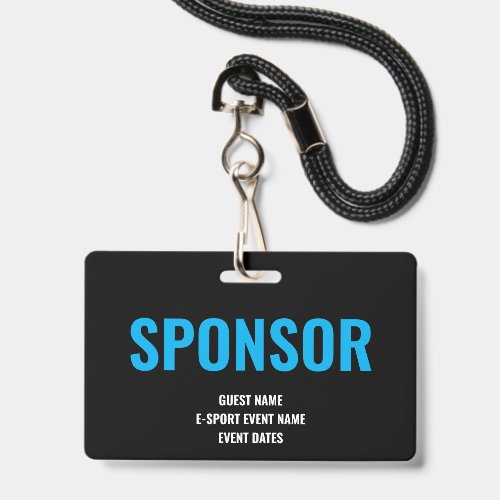 Custom Sponsor Access Minimalist E-Sport Blue Badge