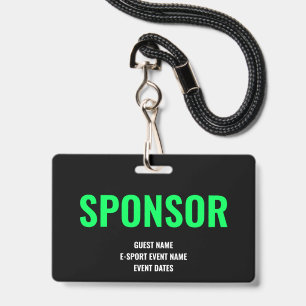 Custom Sponsor Access Minimalist E-Sport Green Badge