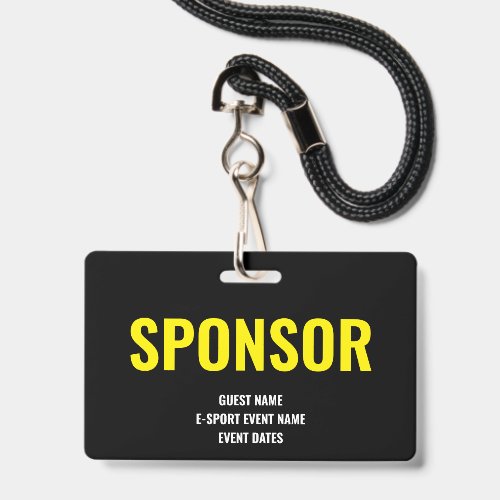 Custom Sponsor Access Minimalist E-Sport Yellow Badge
