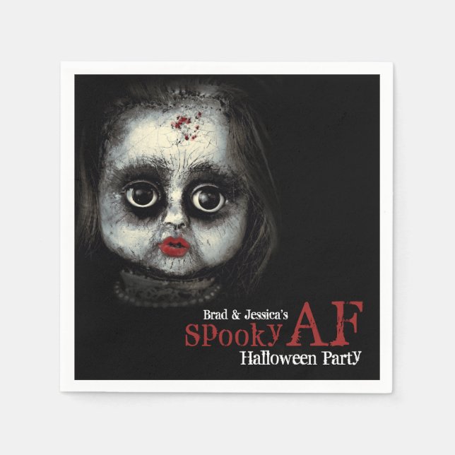 Custom Spooky AF Halloween Party  Napkins (Front)