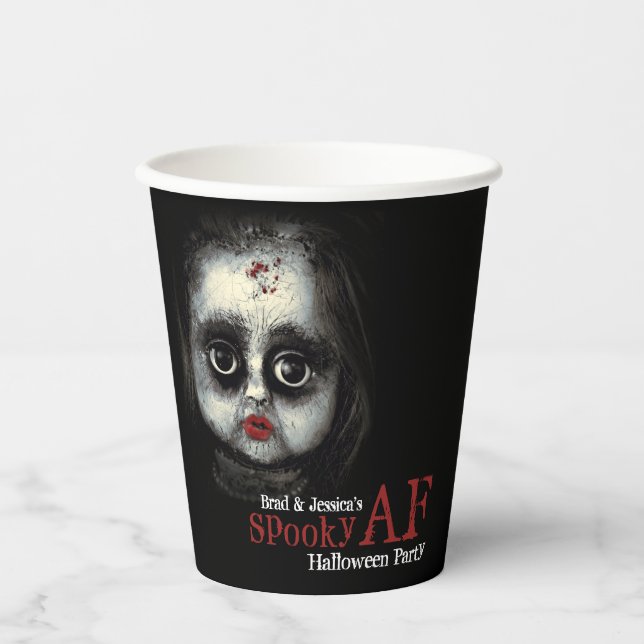 Custom Spooky AF Halloween Party  Paper Cups (Front)