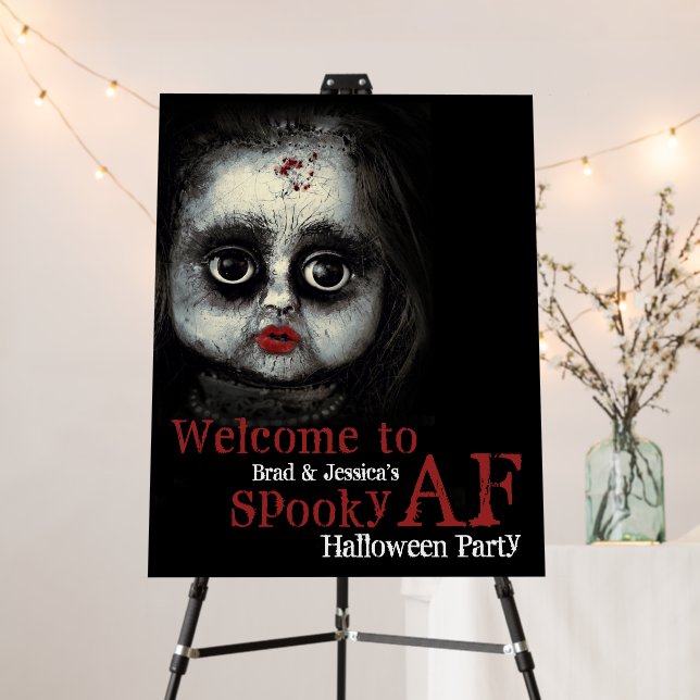 Custom Spooky AF Halloween Party Welcome  Foam Board (In Situ (Stand))