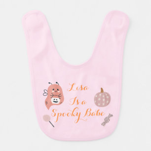 Custom Spooky Babe Cute Halloween Ghost & Pumpkin Baby Bib