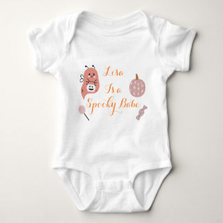 Custom Spooky Babe Cute Halloween Ghost & Pumpkin Baby Bodysuit