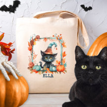Custom Spooky Black Cat Witch Pumpkin Halloween