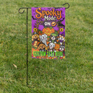 Custom Spooky dog crew Halloween Reversible Garden Flag