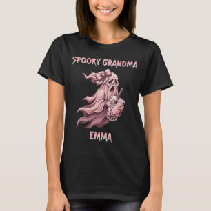 Custom Spooky Grandma Coquette Boba Pink Ghost T-Shirt